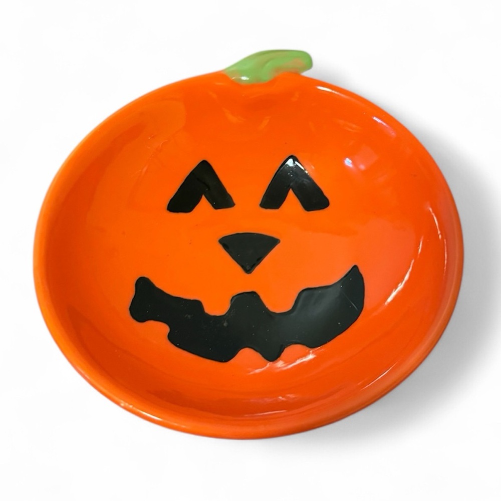 Halloween Jack-o-Lantern Ceramic Trinket Dish